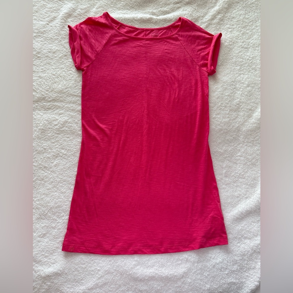 Lilly Pulitzer Palmer T-Shirt Dress in “Lipstick Pink” - Size L